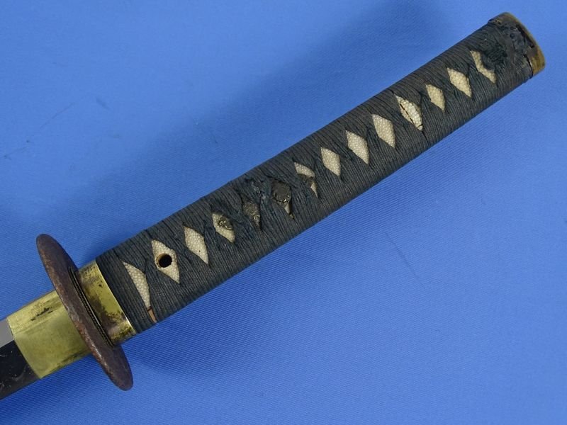 Signed Japanese Katana in Civilian Mounts with Leather Combat Scabbard Cover — image 7
