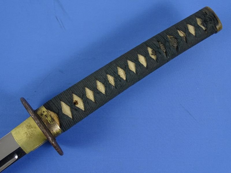 Signed Japanese Katana in Civilian Mounts with Leather Combat Scabbard Cover — image 8