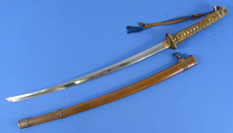 WWII Japanese Shin Gunto Sword Signed 'Fujiwara Kanenaga' 'Made using anti rust steel' — image 2