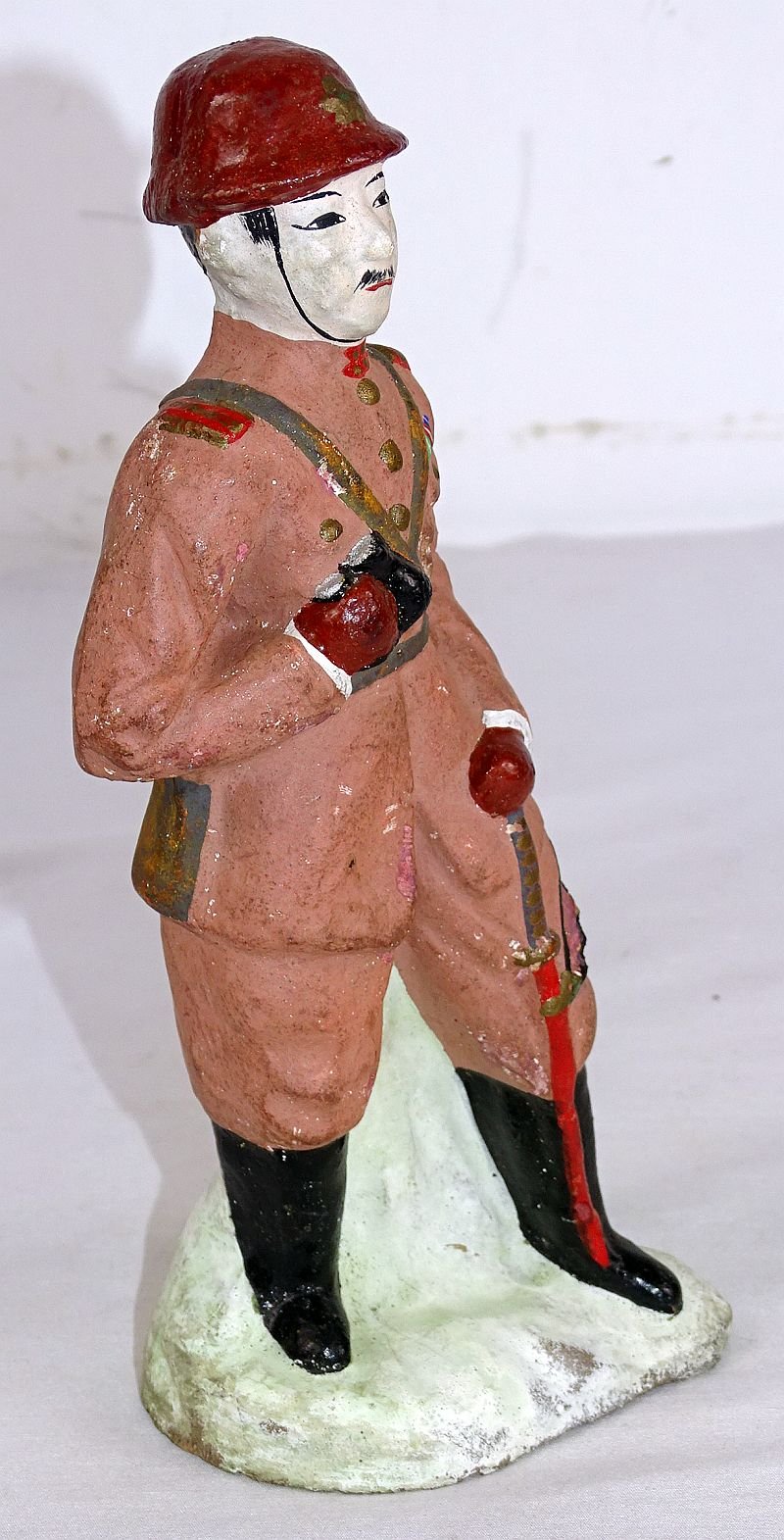 WWII 9 Inch Tall Ceramic Statue of a Japanese Army Officer with Sword and Kanji Annotations — image 3