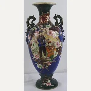 Large 18-1/2″ Porcelain Japanese Satsuma Meiji Period Russo-Japanese War Vase