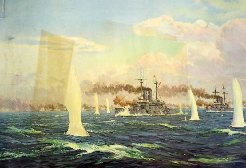 Large Japanese Navy Battle Scene Print by Tojio Shotaro — image 2