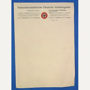 NSDAP Nazi Party Stationary