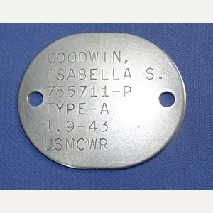 WWII Marine Corps USMCWR Woman's Dog Tag Isabella S Goodwin