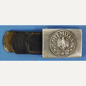 WWII German Army EM/NCO Buckle on 1937 Leather Tab