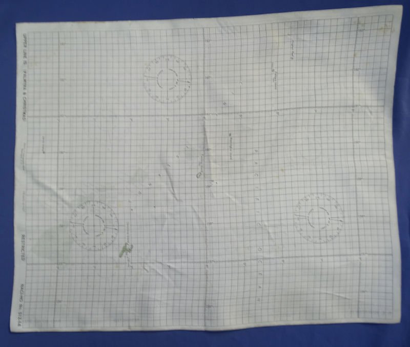 WWII Silk Map S E Hawaiian Islands & Palmyra & Christmas Islands / 15-1/2 x 12-1/2″ — image 2