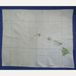 WWII Silk Map S E Hawaiian Islands & Palmyra & …