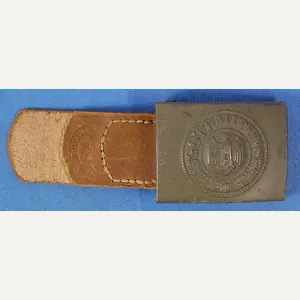 WWII German Army EM/NCO Buckle on 1942 Dated Leather Tab