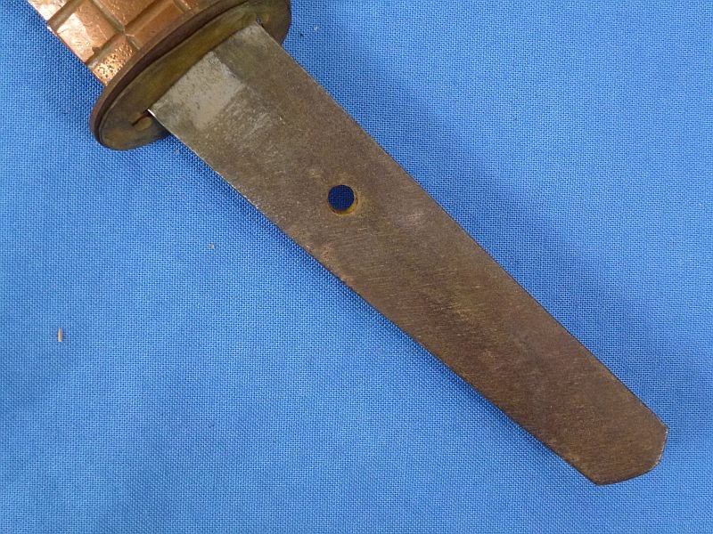 WWII Japanese Pilot or Tanker Wakizashi Short Sword in Leather Combat Cover — image 13