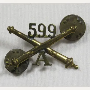 US WWII Battery A 599th Field Artillery Officer Collar Insignia