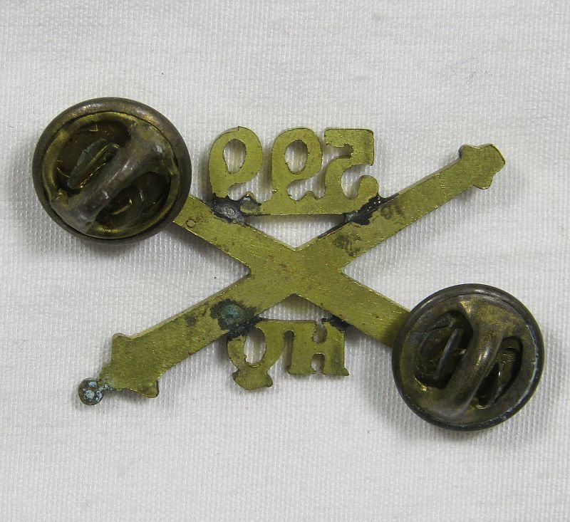 US WWII 599th Field Artillery Headquarters Officer Collar Insignia — image 2