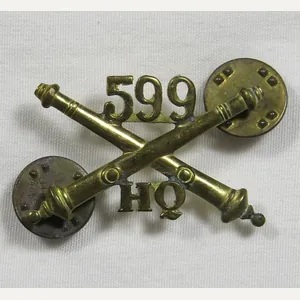 US WWII 599th Field Artillery Headquarters Officer Collar Insignia