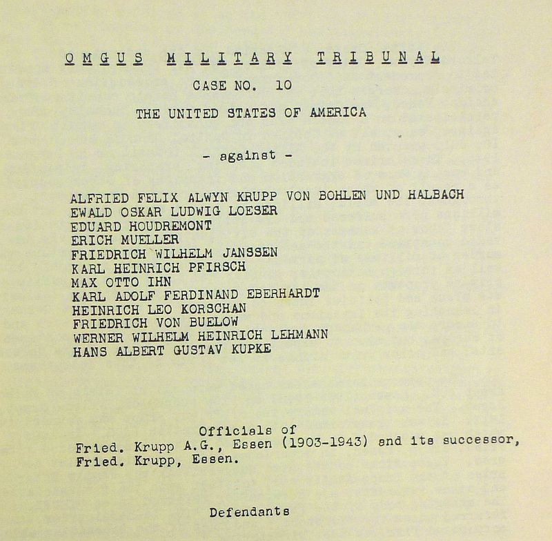 1947 Nuremberg U.S. Military Tribunal Case No. Ten Brochure: 'The Krupp Case' — image 2