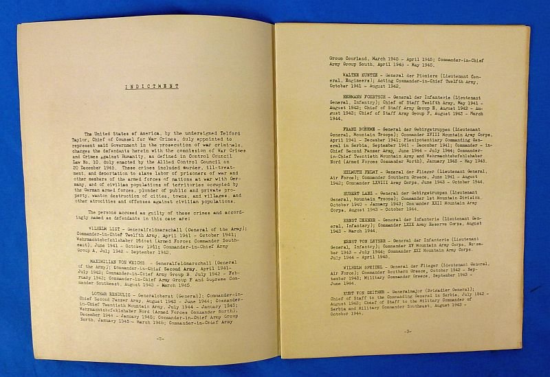 1947 Nuremberg U.S. Military Tribunal Case No. Seven Brochure: 'The Hostage Case' — image 3