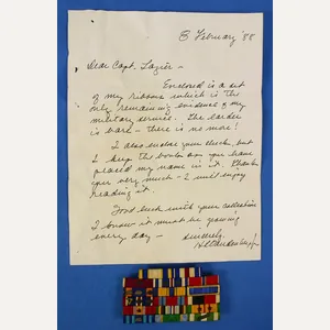 Handwritten Letter and Ribbon Set from Air Force General Hoyt …
