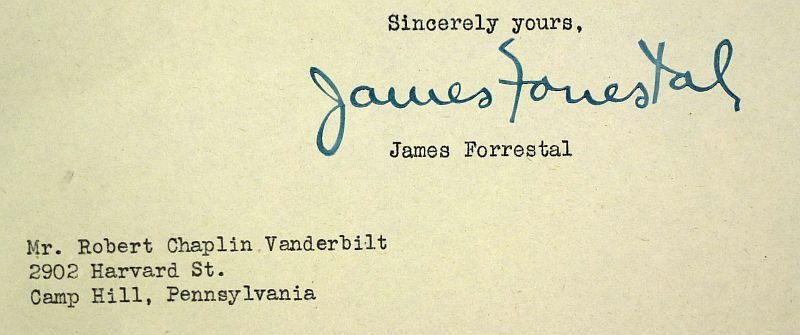 1946 Secretary of the Navy James Forrestal Signed Gratitude Letter to a U.S. Navy Veteran — image 3