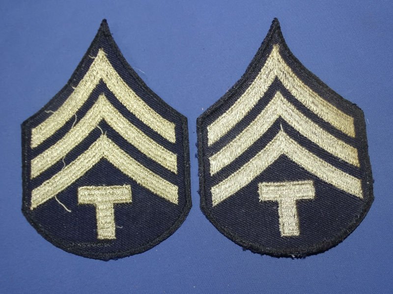 Pair WWII T 4 Sergeant's Chevrons — image 2