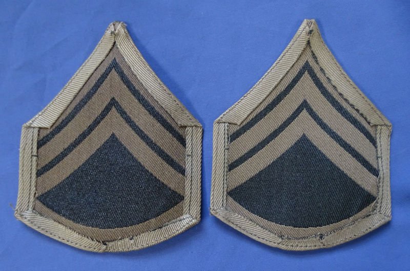 WWII Khaki Marine Corps Staff Sergeant Woven Chevrons — image 2