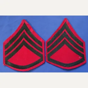 Pair WWII Marine Corps Staff Sergeant Woven Chevrons