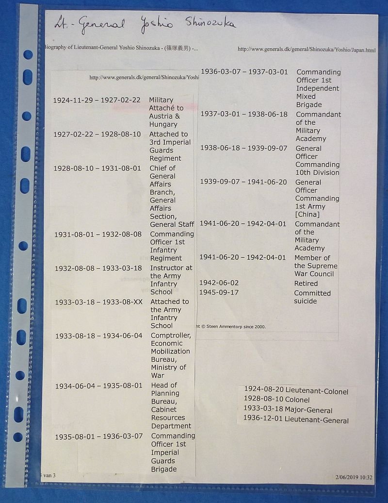 Two Cased Visor Caps and Photograph Group of Japanese Imperial Army Lieutenant General Yoshio Shinozuka — image 24
