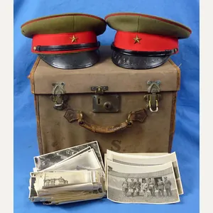Two Cased Visor Caps and Photograph Group of Japanese Imperial …