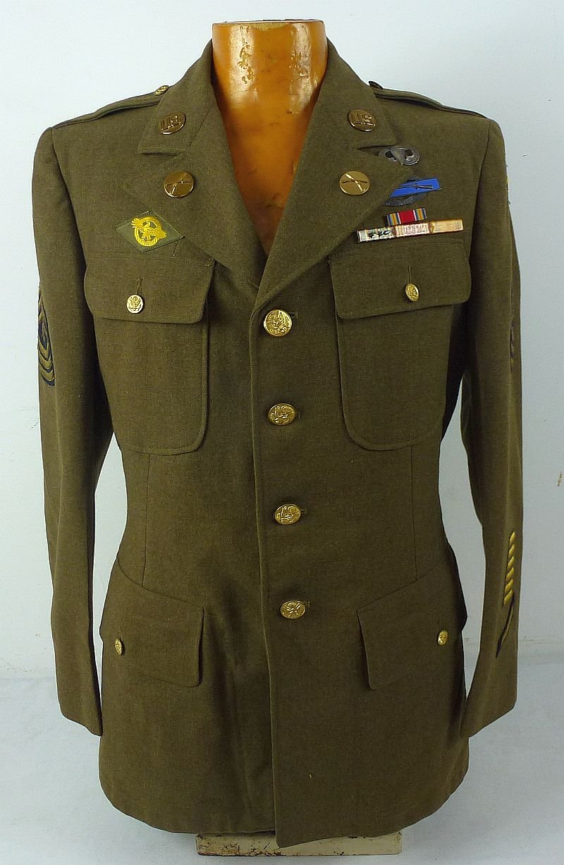 WWII U.S. Army 101st Airborne Division Infantry First Sergeant Tunic with Overseas Cap — image 2