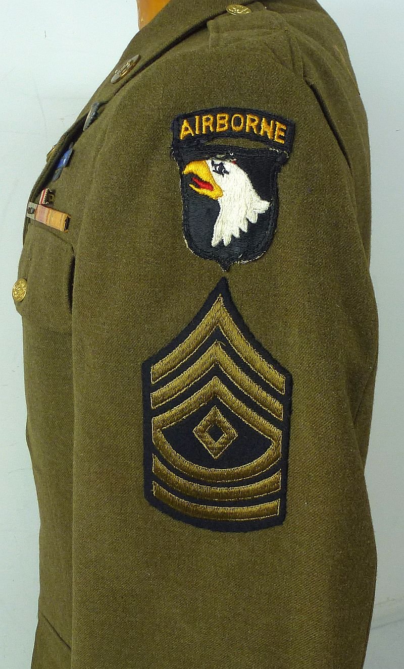 WWII U.S. Army 101st Airborne Division Infantry First Sergeant Tunic with Overseas Cap — image 5