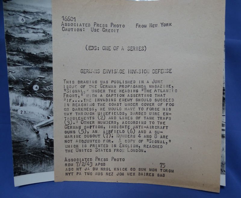 WWII Associated Press Photo German Envisage Invasion Defense 7-1/2 x 7″ — image 2