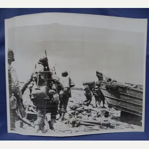 WWII Washington Bureau Photo Infantry Men on Coast of France …