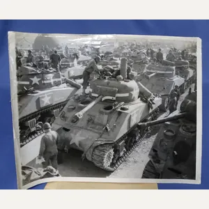 WWII Associated Press Photo Early Morning in a Tank Park …