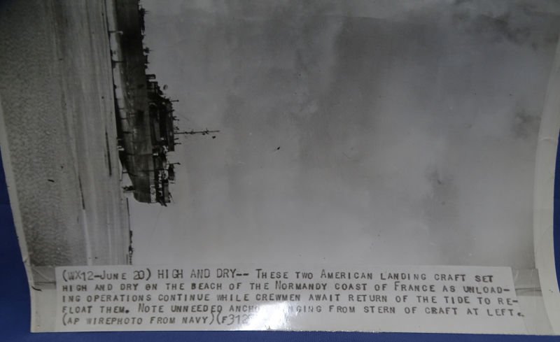WWII Associated Press Photo American Landing Craft High & Dry Normandy Beach 8 x 10″ — image 2