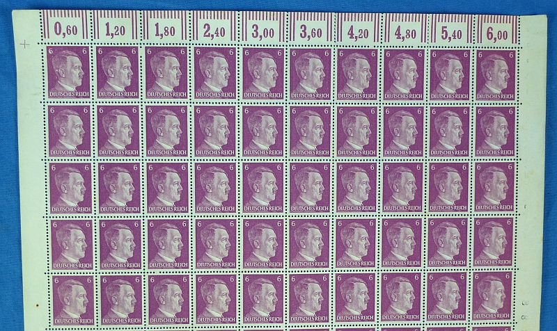 A Sheet of 100 Third Reich Adolf Hitler Stamps — image 2
