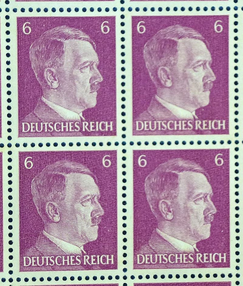A Sheet of 100 Third Reich Adolf Hitler Stamps — image 3