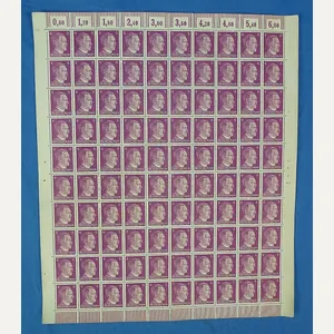A Sheet of 100 Third Reich Adolf Hitler Stamps