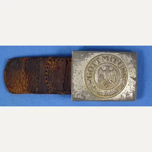 German Army EM/NCO Buckle on 1940 Dated Leather Tab