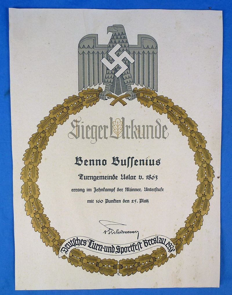 1938 Decathlon Participant Award Document with DRL Stickpins — image 2