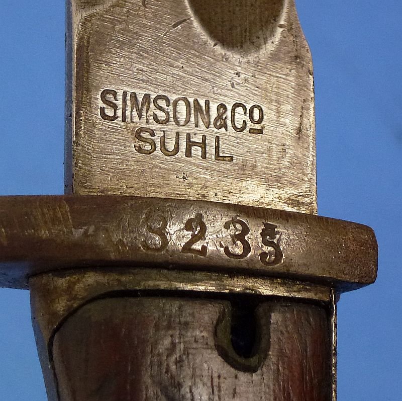 1916 Dated Imperial German Model M1898/05 Butcher Blade Bayonet by Simson & Company — image 6