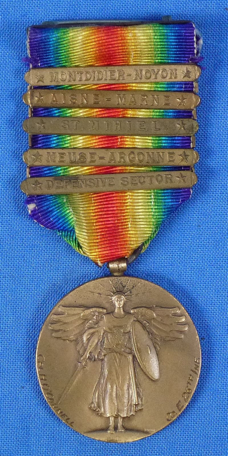 Five Bar WWI Victory Medal – Engraved 'Cpl. H. O'Connell Co. E. 26th Inf.'