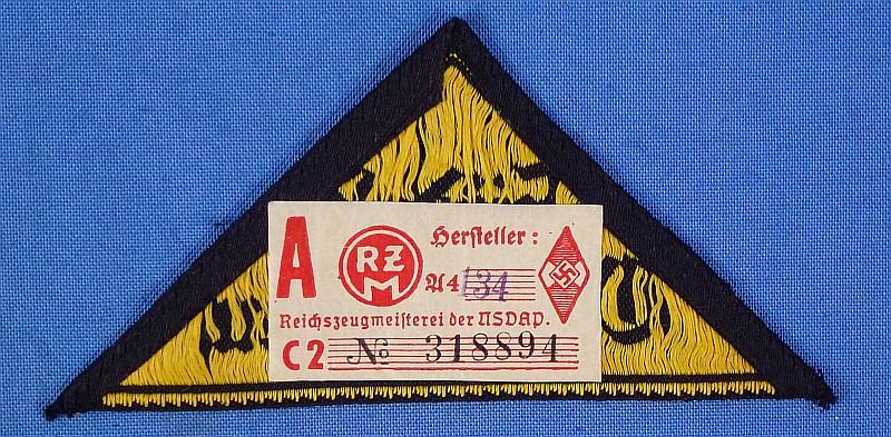 Hitler Youth 'Sudost Oberdonau' District Sleeve Triangle with RZM Tag — image 2