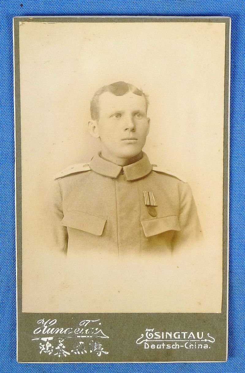 Chinese Carte de Visite of an Imperial German Colonial Soldier with Medal