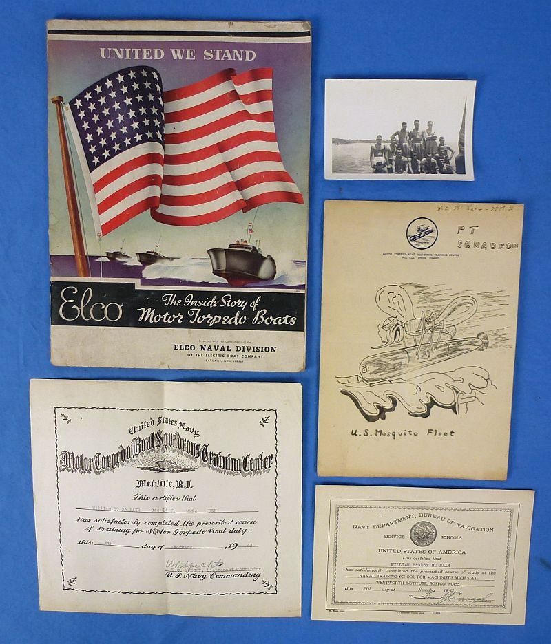 WWII Named U.S. Navy P.T. Boat Photograph and Documents Group