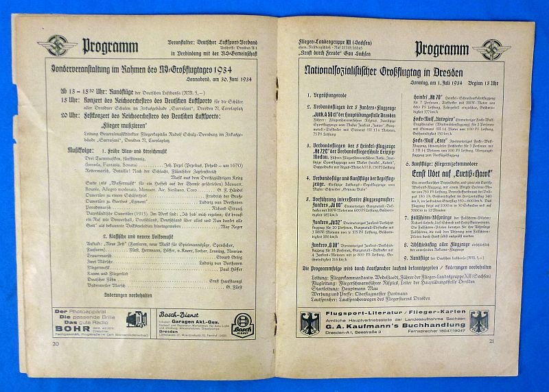 1934 DLV Deutscher Luftsport Verband Air Event Program — image 7
