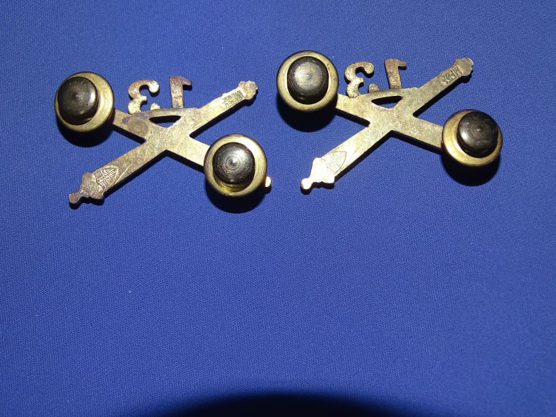WWII Army 13th Artillery Regiment Officer's Collar Insignia Pair — image 2