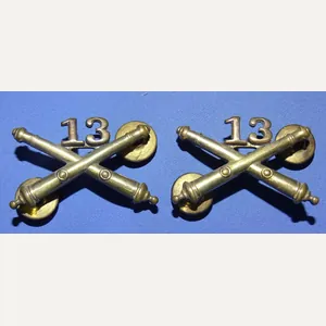 WWII Army 13th Artillery Regiment Officer's Collar Insignia Pair