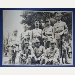 WWII Japanese Group Photo With Swords 4 x 3-1/8″