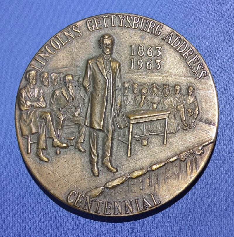 Lincoln's Gettysburg Address Centennial 1863-1963 Bronze Table Medal