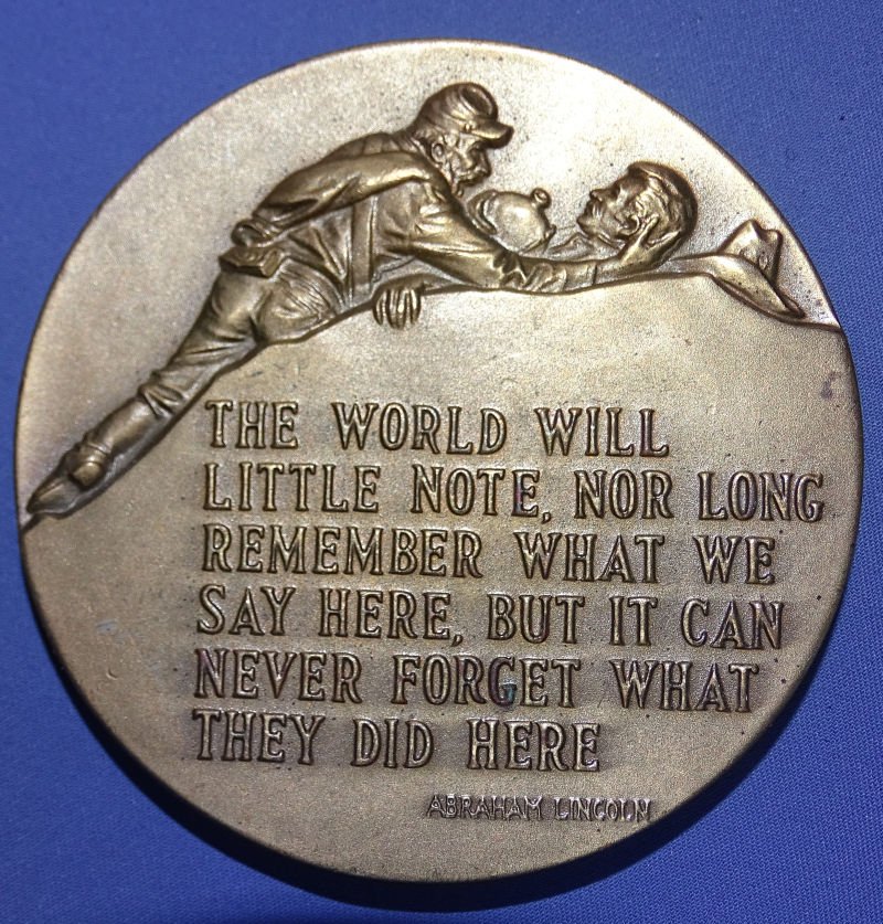 Lincoln's Gettysburg Address Centennial 1863-1963 Bronze Table Medal — image 2
