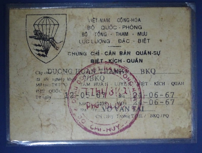 Vietnam 1967 Special Forces Training Center Course Completion Card Named to SV Soldier — image 2