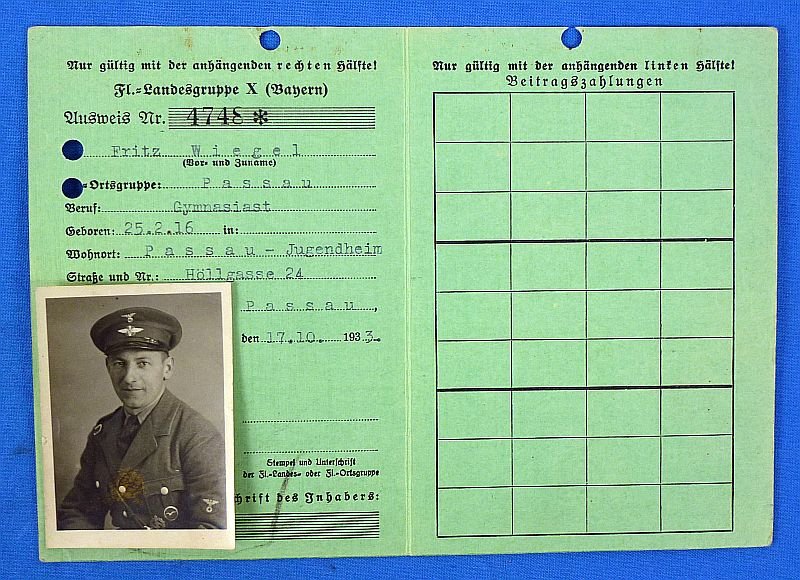 1933 DLV Mitglieds=Ausweis ('Membership Card') — image 2