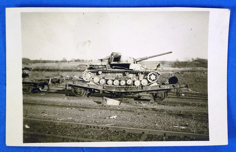 Postcard Photograph of a Damaged German Tank Being Removed from the Field